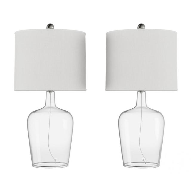 Set of 2 Cloche Style Glass Table Lamps