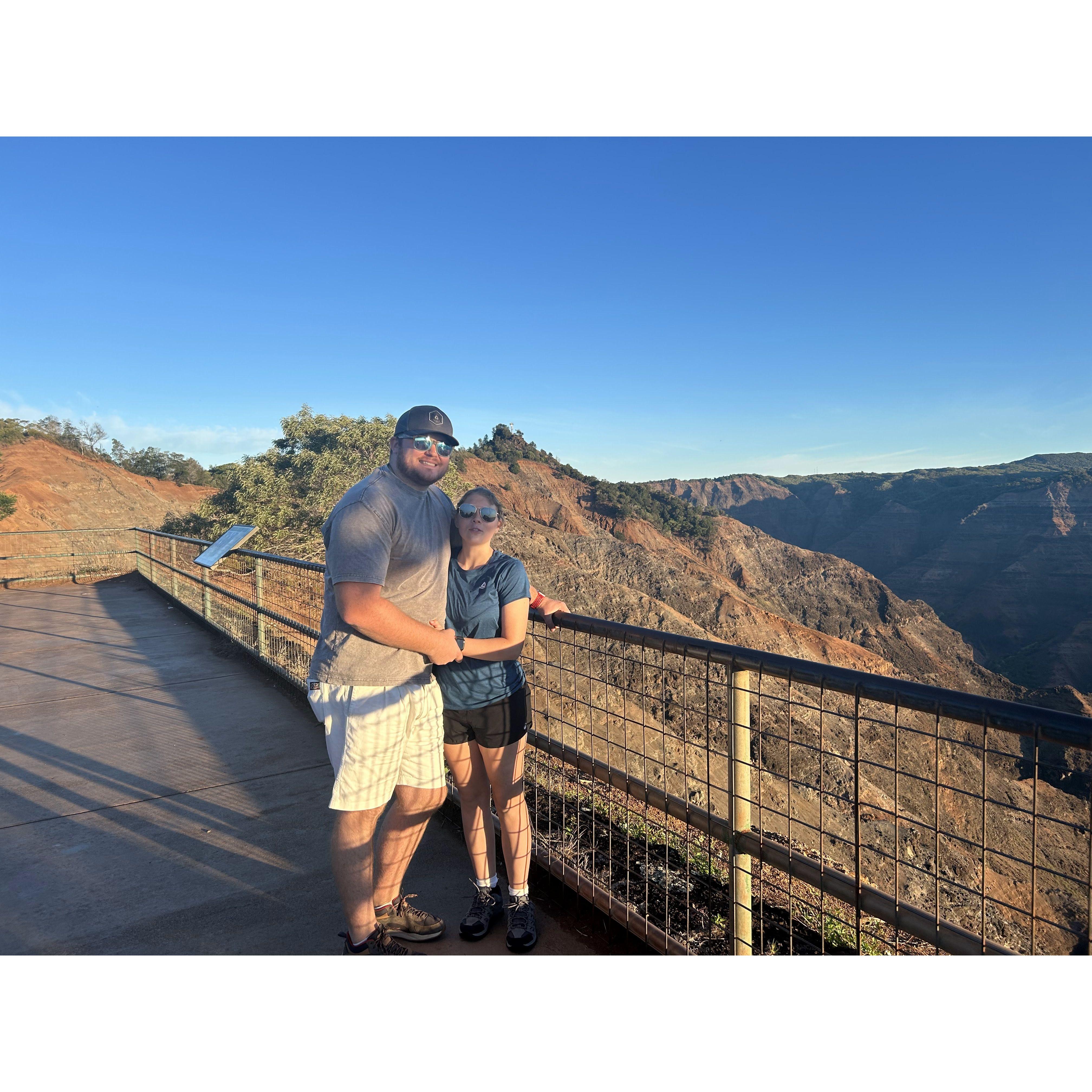 Hiking the Waimea Canyon on their Hawaii trip in 2024.