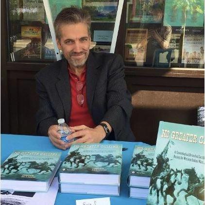My man and his book.