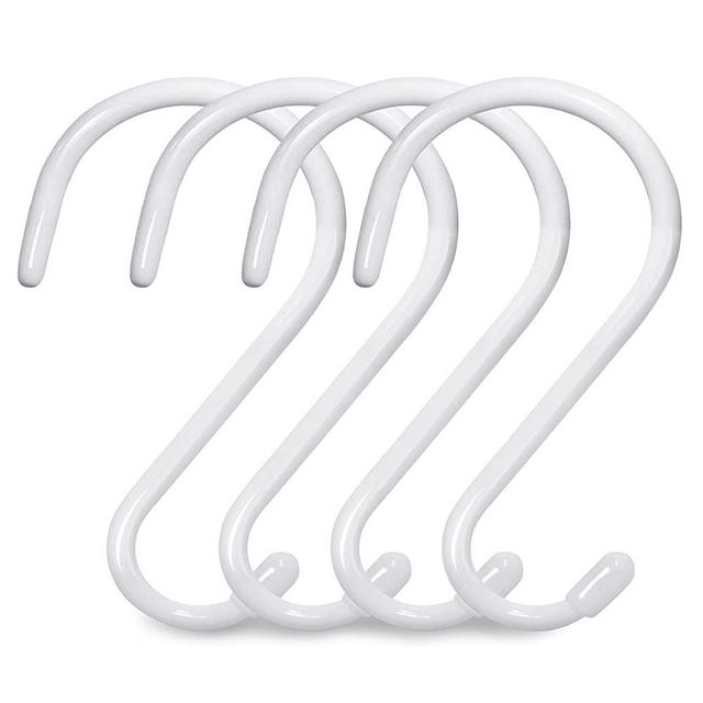 Large Vinyl Coated S Hooks 6 Inch Utility S Hooks Heavy Duty for Hanging Plants and Kitchenware Spoons Pans pots Utensils Clothes Gardening and Patio Stuff Indoor and Outdoor Use. (4pack-White)