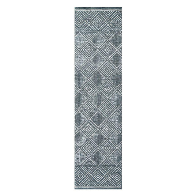 Inira Handwoven Wool Rug, Denim, 2' x 8' Runner