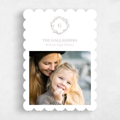 White Scalloped Holiday Card - Egan Photo