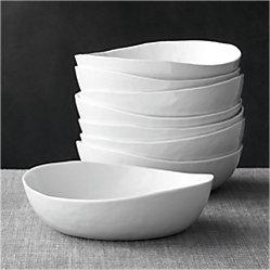 White Mercer Low Bowls, Set of 8