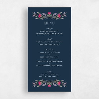 Deepest Teal, Blue Wedding Menu - Jardin