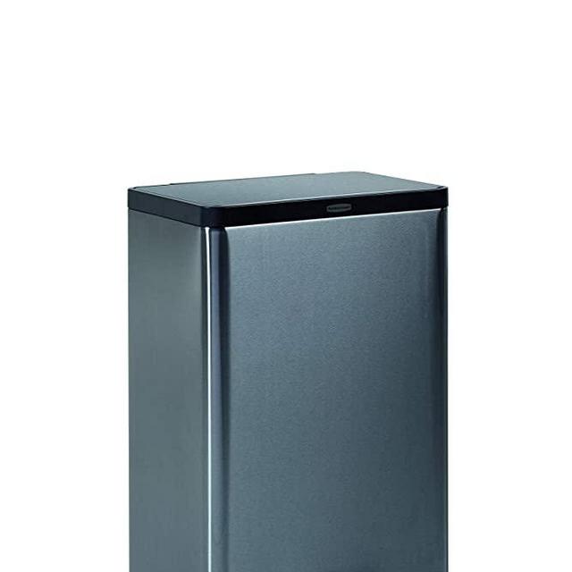 Rubbermaid Stainless Steel Metal Step-On 12G Trash Can for Home and Kitchen, Charcoal