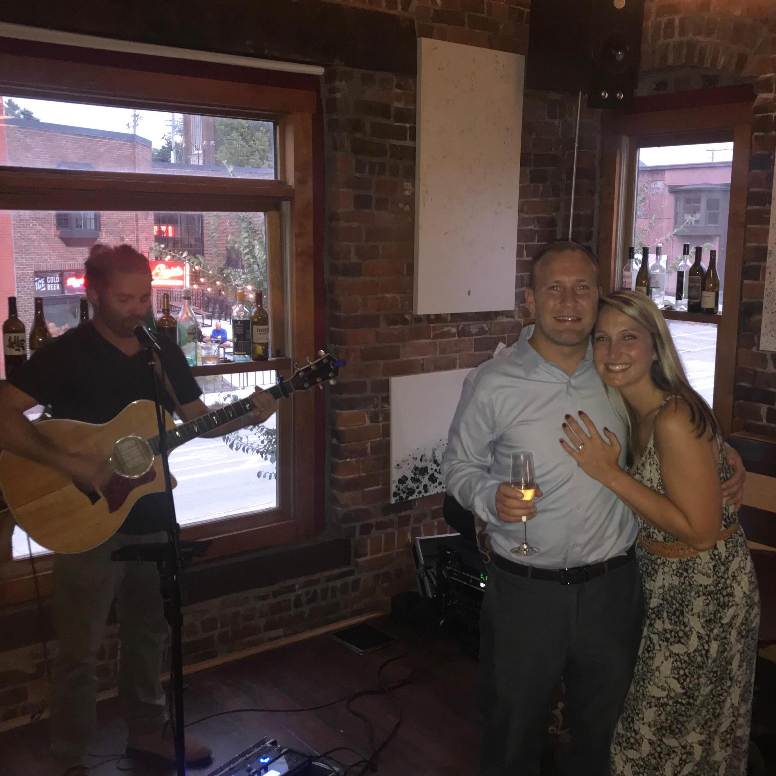 Moments after we got engaged. We are so excited for Damon Dotson to serenade everyone on July 25th!