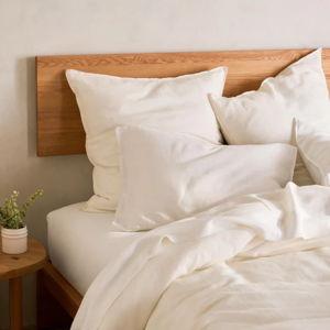 Washed Linen Duvet Set (Color: Cream, Size: King)