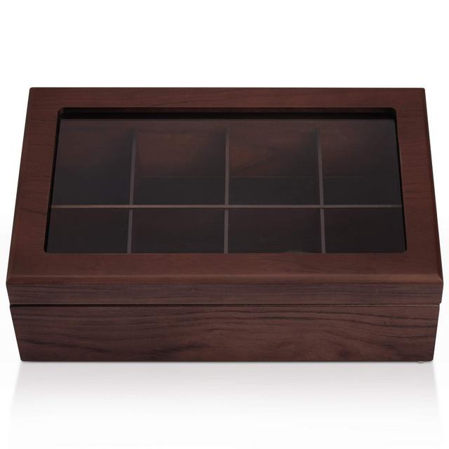 Tea Box - 8 Adjustable Compartment Tea Bags Organizer Container