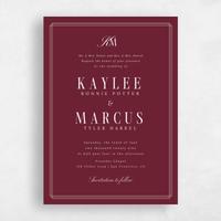 Red Wedding Invitation - Mahogany Portrait