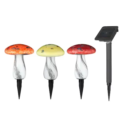 allen + roth 3-Pack 0-Watt Red, Yellow, Orange Solar Integrated LED Path Light Kit