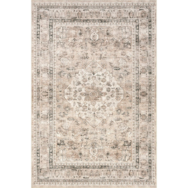 Nuloom Davi Faded Spill Proof Treated Pet Friendly Premium Machine Washable Area Rug, 2' x 3', Stone