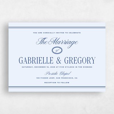 Dark Blue Wedding Invitation - Querido Landscape