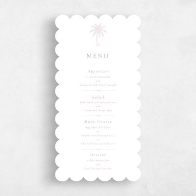White Scalloped Wedding Menu - Océan