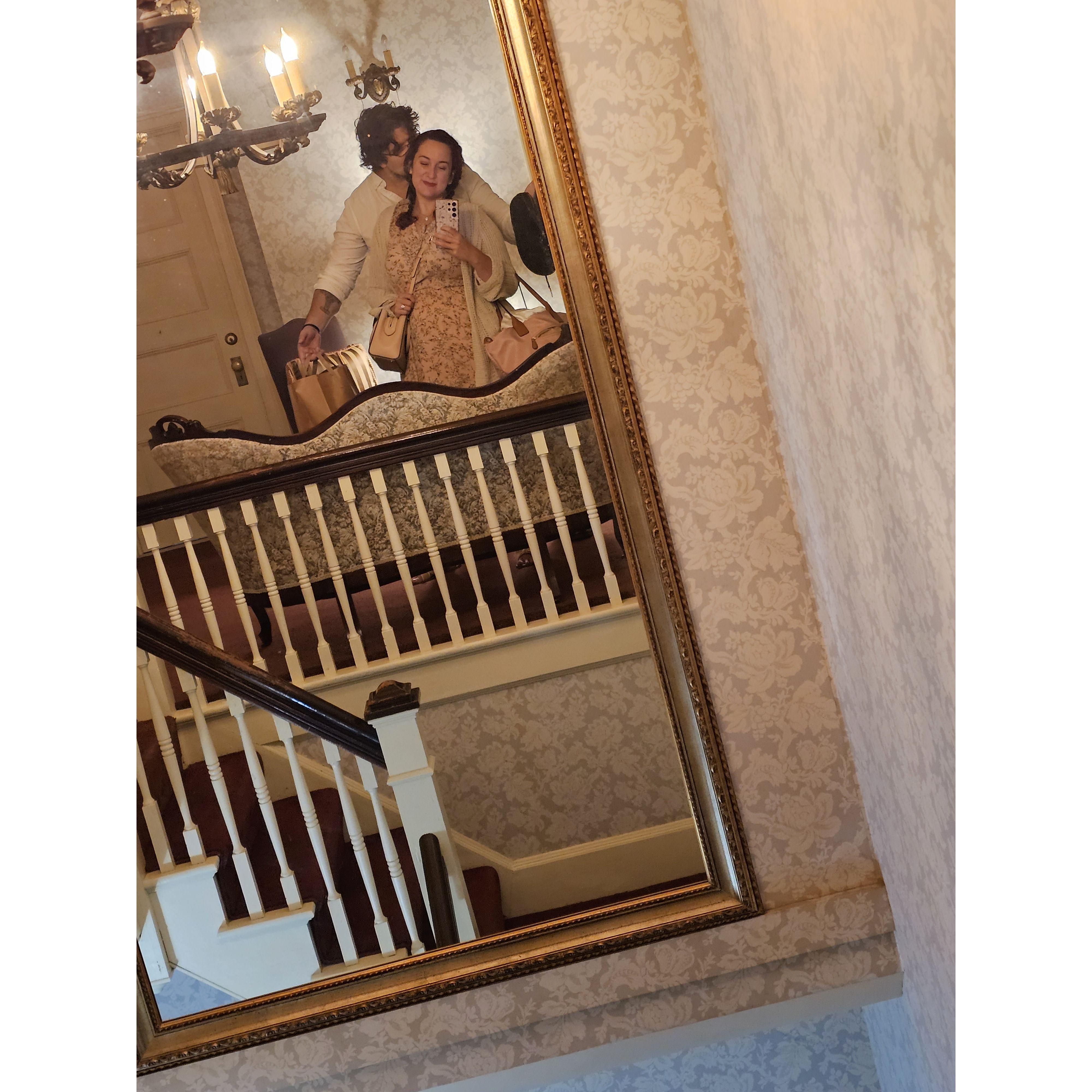 A photo snapped right after getting engaged in Camden, Maine on September 8th, 2023