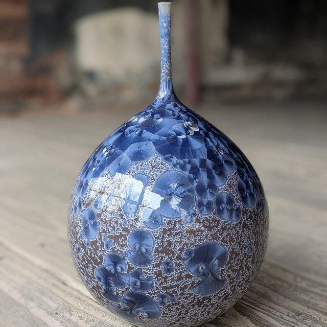 Large Purple and Gray Crystalline Bottle
