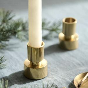 Brass Minimalist Taper Holders, Set of 2