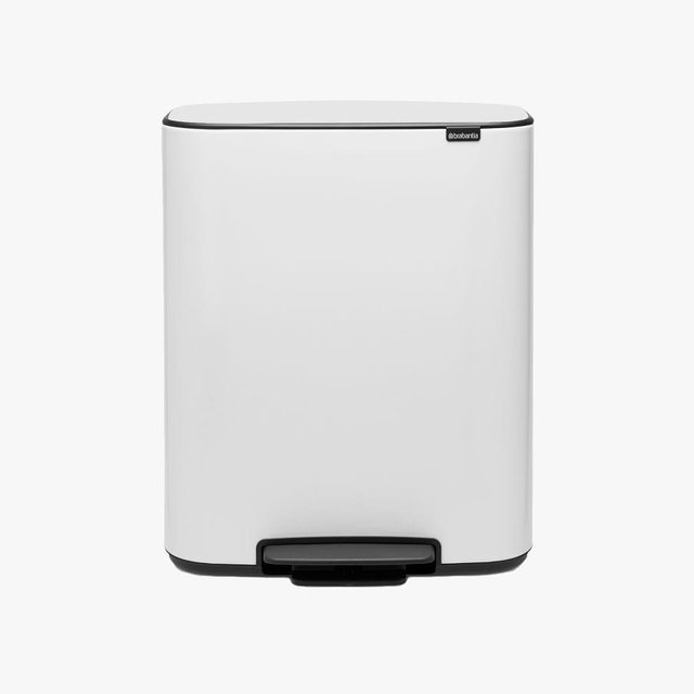Brabantia Bo Step Trash Can, Dual Compartment, 8 Gallon, White