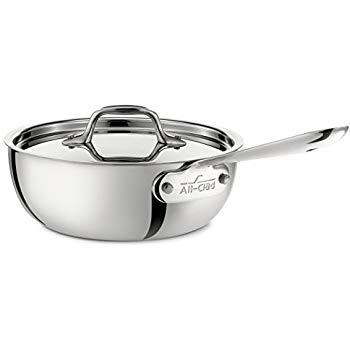 All-Clad 4213 Stainless Steel Tri-Ply Bonded Dishwasher Safe Saucier Pan with Lid / Cookware, 3-Quart, Silver