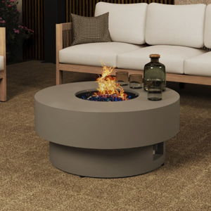 Outdoor Round Steel Fire Pit Table - Gray