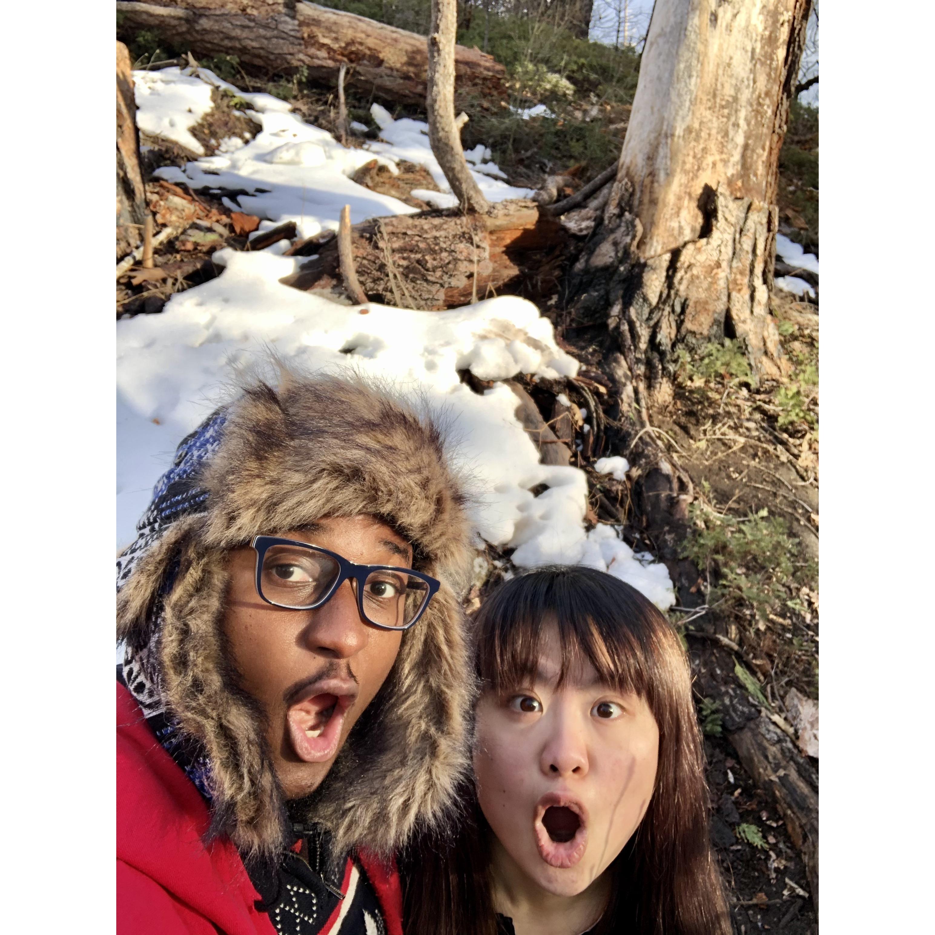Foreigners seeing snow