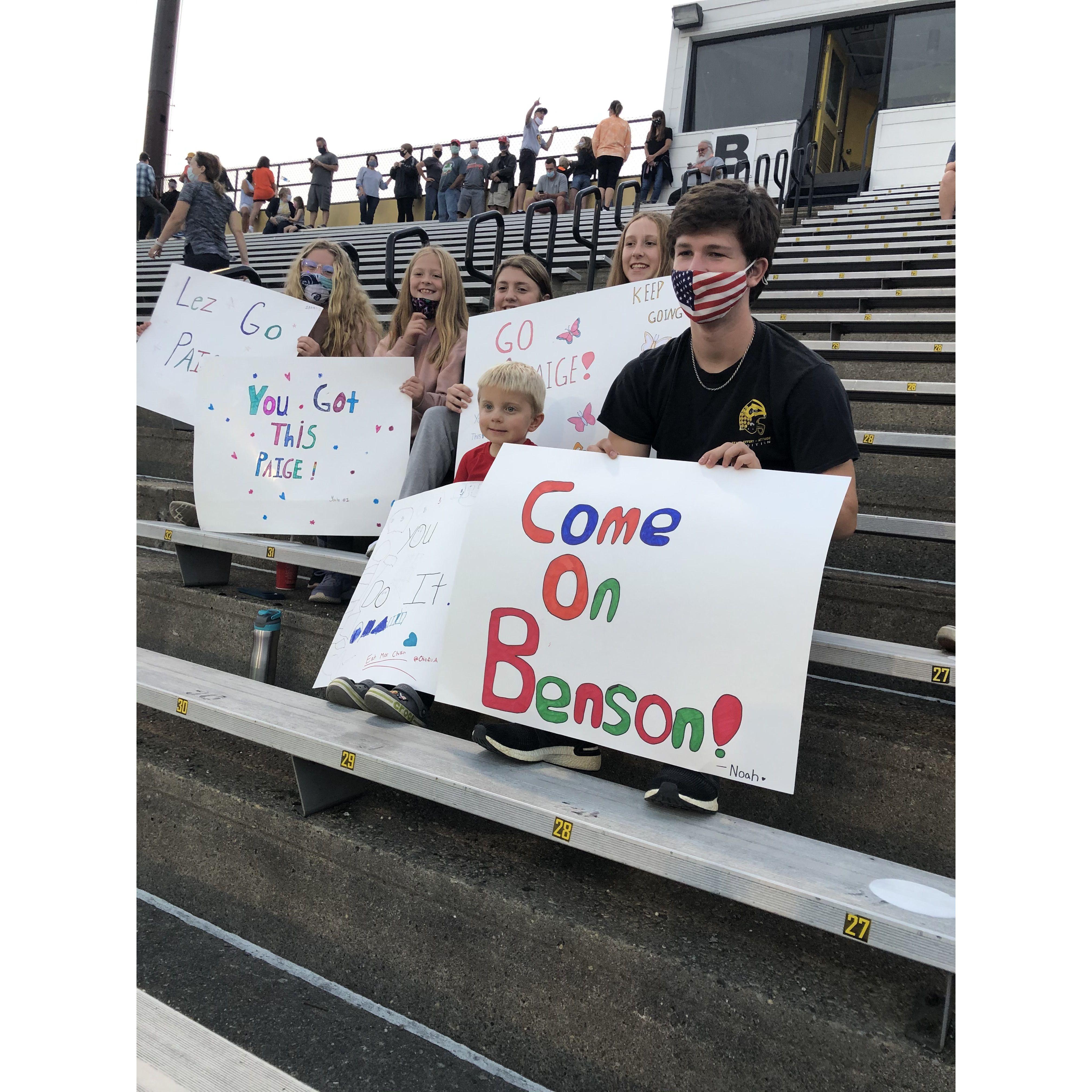 Noah supporting Paige's cross country meets in 2020