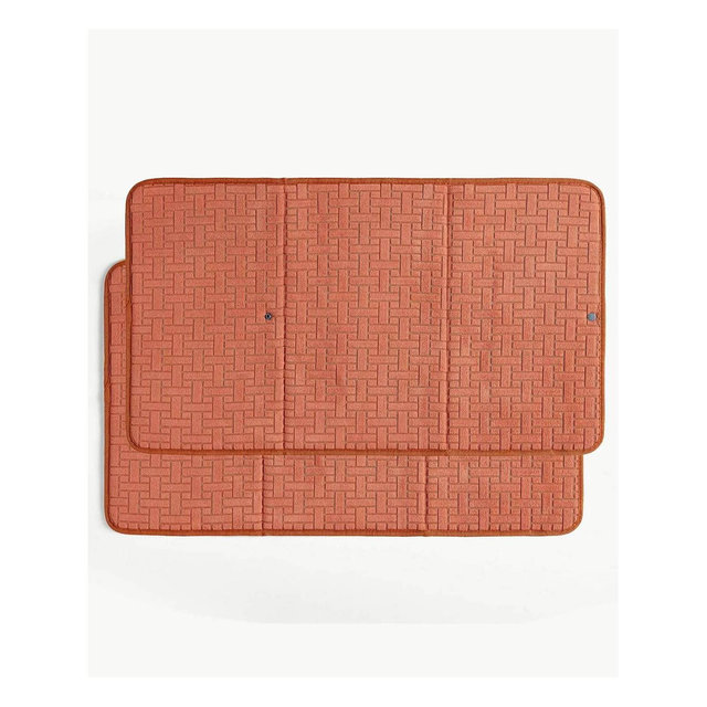 Blue Loom Set of 2 Harrison Drying Mats Terracotta: Kitchen Dish Drying Mat, Machine Washable, 28"x16"