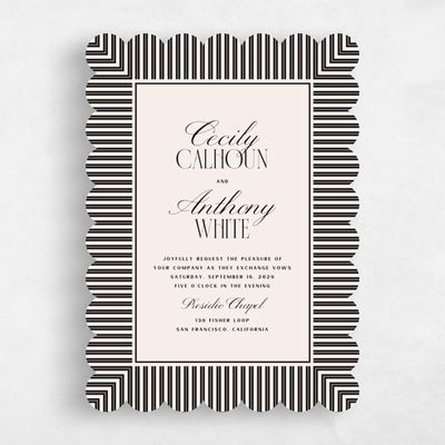 Beige Scalloped Wedding Invitation - Connell Classic