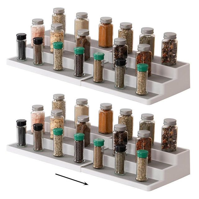 SIMPLEMADE 3-Tier Spice Rack Organizer - Versatile Storage Shelf for Kitchen, Bathroom, Bedroom & Office, Set of 2, Expandable White