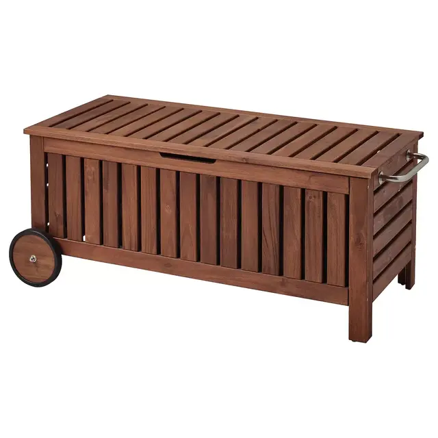 ÄPPLARÖStorage bench, outdoor, brown stained brown50 3/8x22 1/2 "