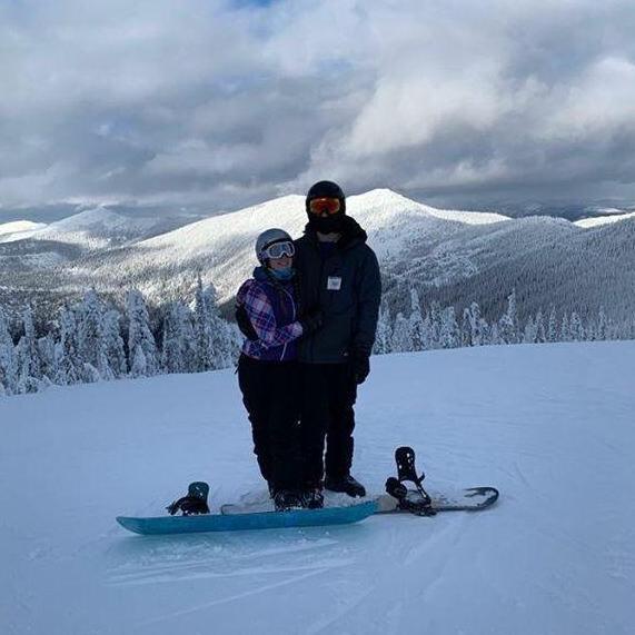 One of our favorite winter activities together. This was our first time snowboarding together