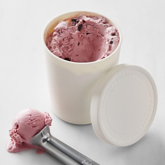 Williams Sonoma Ice Cream Storage Tub, 1-Qt., White with White Lid