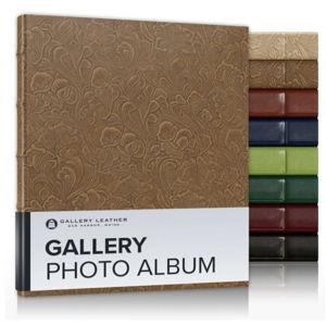 Leather Gallery Photo Album in Floral Espresso