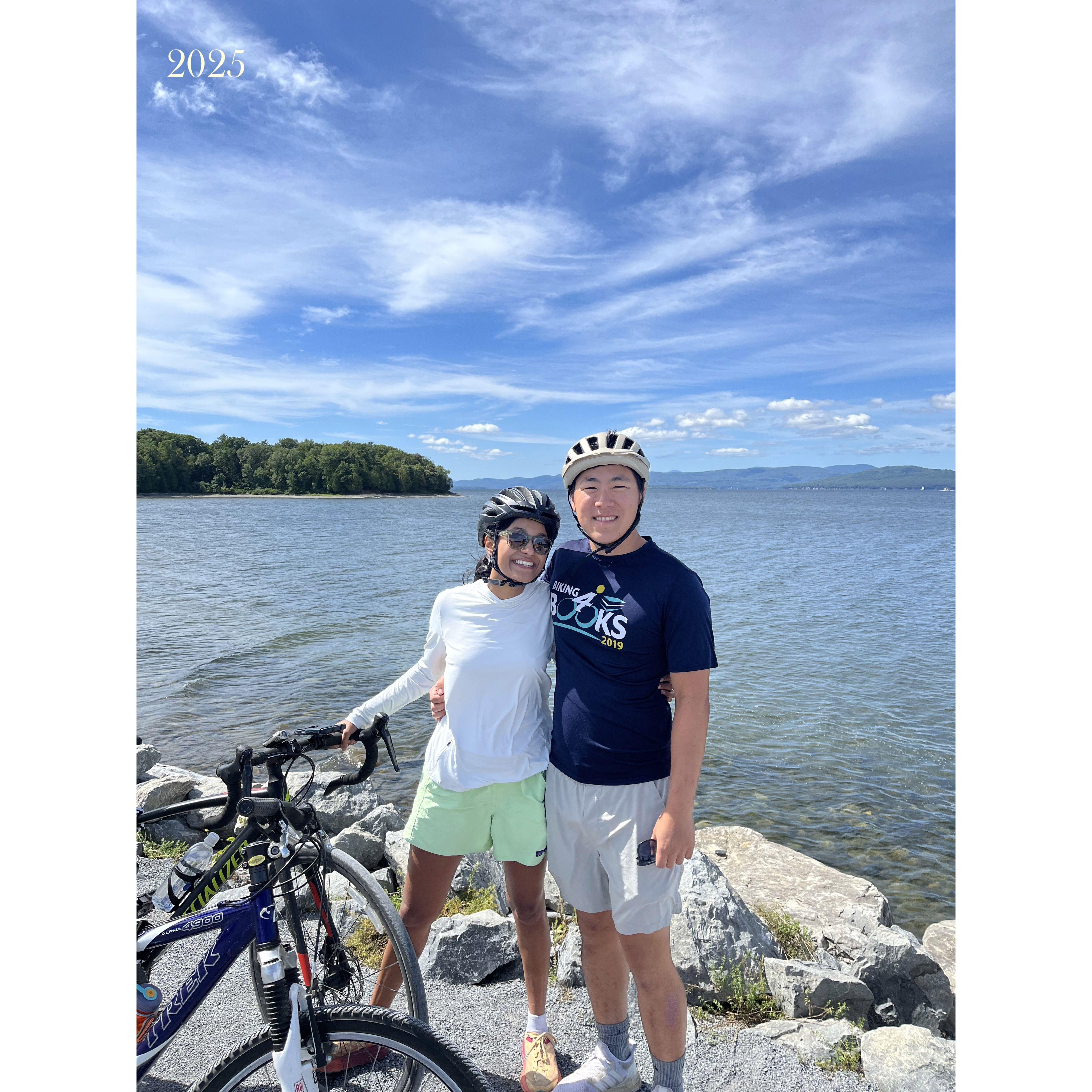 2025: Biking on the lake in Vermont