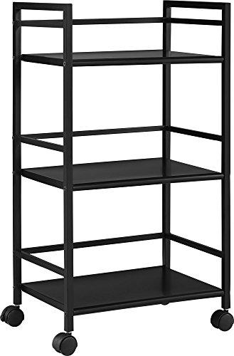 Ameriwood Home Marshall 3 Shelf Metal Rolling Utility Cart, Black
