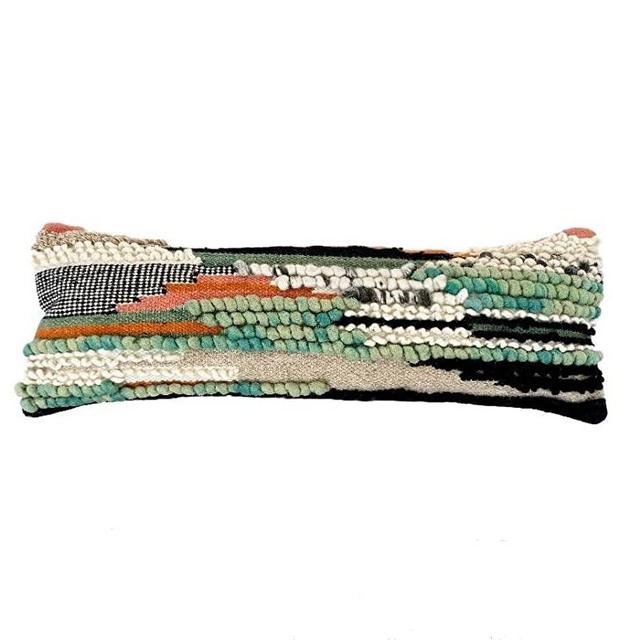CASA BOHO Lumbar Pillow Bohemian Throw Pillow Cover Boho Pillows Long Pillow Decorative Pillows for Bed Bolster Pillow Wool 13x35