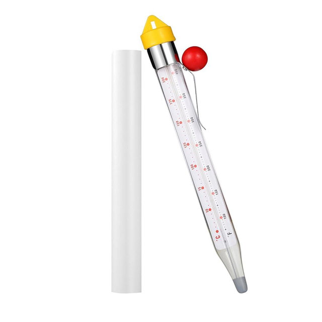 Candy Thermometer Deep Fry Thermometer with Pot Clip, Sugar Syrup Jam Jelly Oil Thermometer with Hanging Hook, Glass Food Thermometer Kitchen Cooking Thermometer for Food and Home Cooking