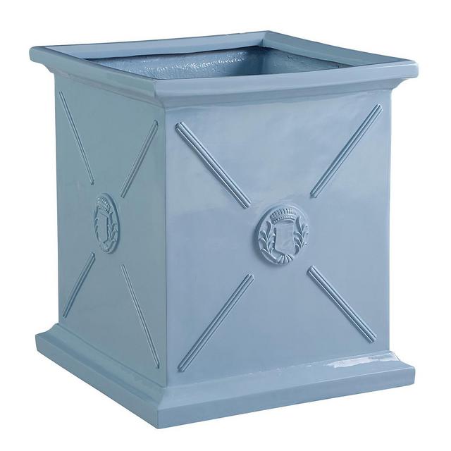 Beauclaire Anduze Planter Square Fiberglass Garden with Shield Crest Relief