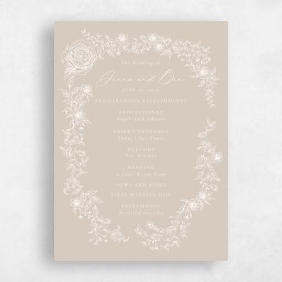 Canvas Tan, Beige Wedding Program - Taylan