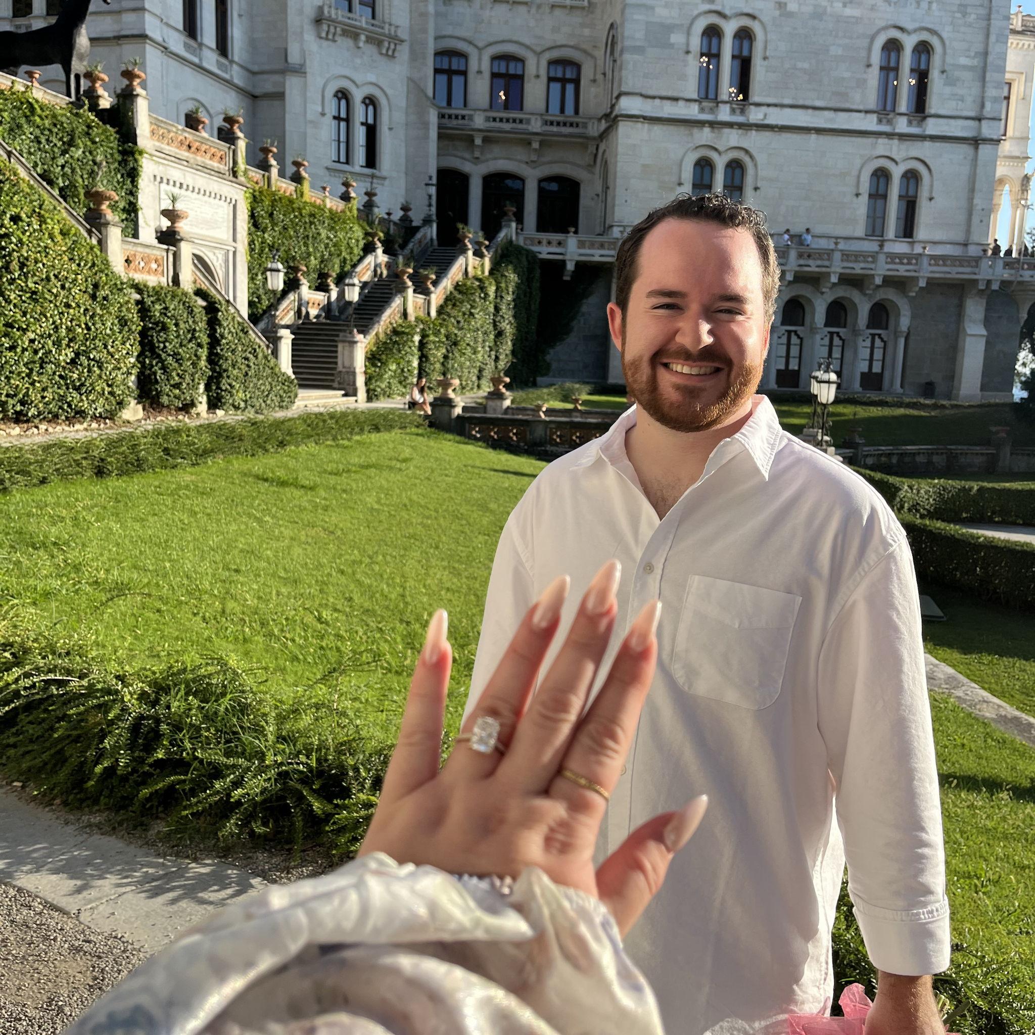 Right after he popped the question!