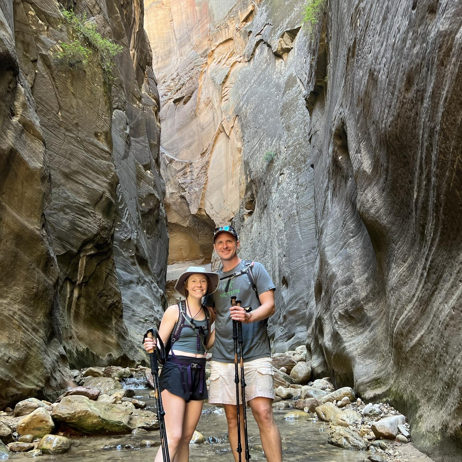 Hiking the narrows in Zion National Park