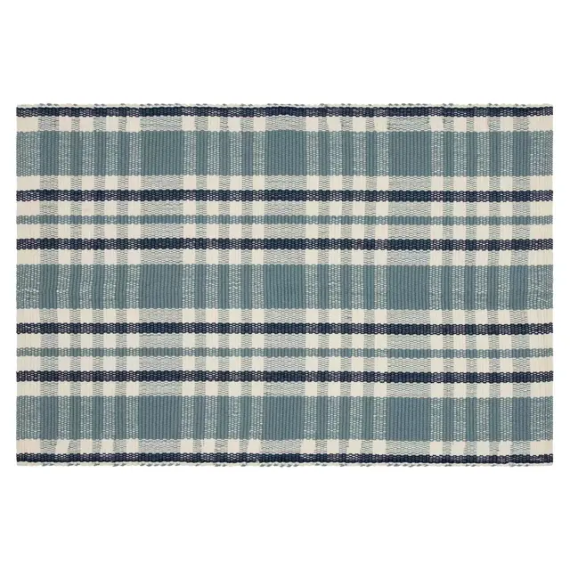 Bee & Willow™ 24" x 36" Plaid Door Mat in Skyway Blue