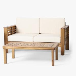 Tyrine 2 - Person Patio Conversation Set - Teak Polyester Blend