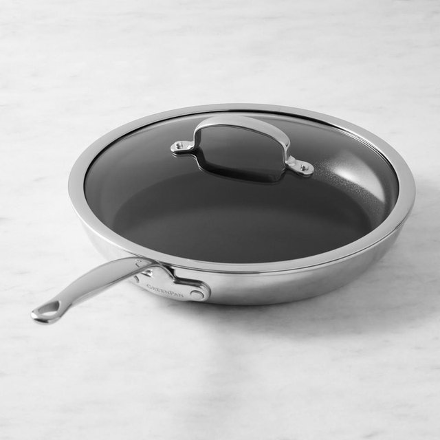 GreenPan Premiere Stainless-Steel Ceramic Nonstick Covered Fry Pan, 12"