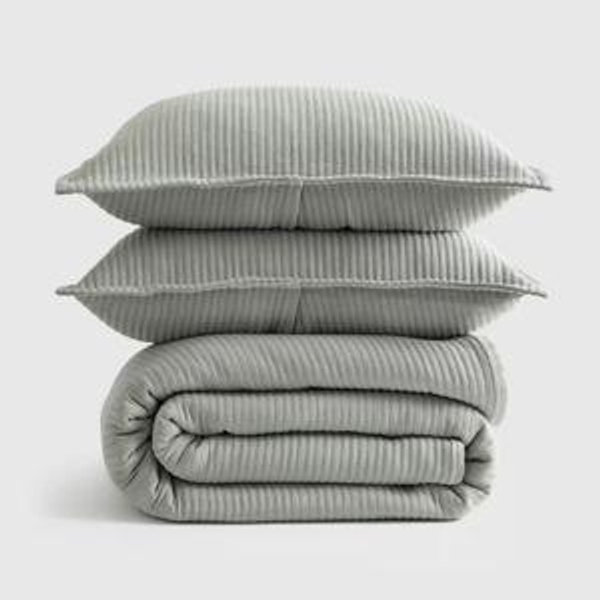 Organic Cotton Matelasse Coverlet Set in Dried Sage