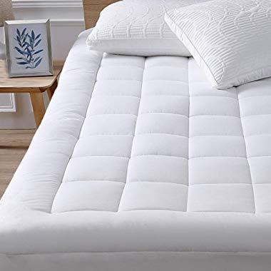 oaskys King Mattress Pad Cover Cooling Mattress Topper Cotton Top Pillow Top with Down Alternative Fill (8-21”Fitted Deep Pocket King Size)