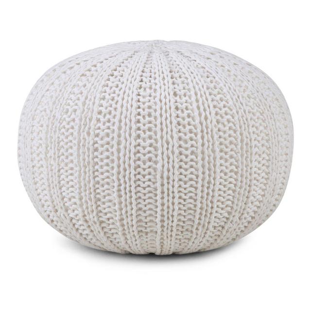 Simpli Home™ Shelby Cotton Round Pouf in Cream