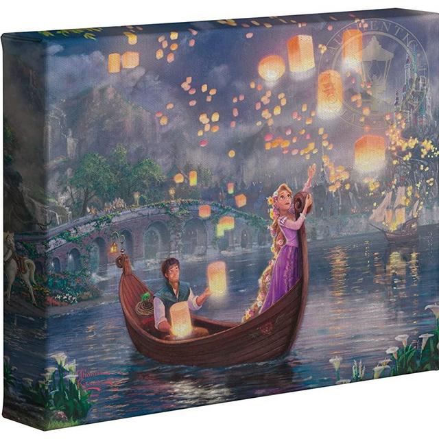 Thomas Kinkade Studios Disney Tangled Rapunzel 8 x 10 Gallery Wrapped Canvas Painting Wall Art Pictures for Home Decoration