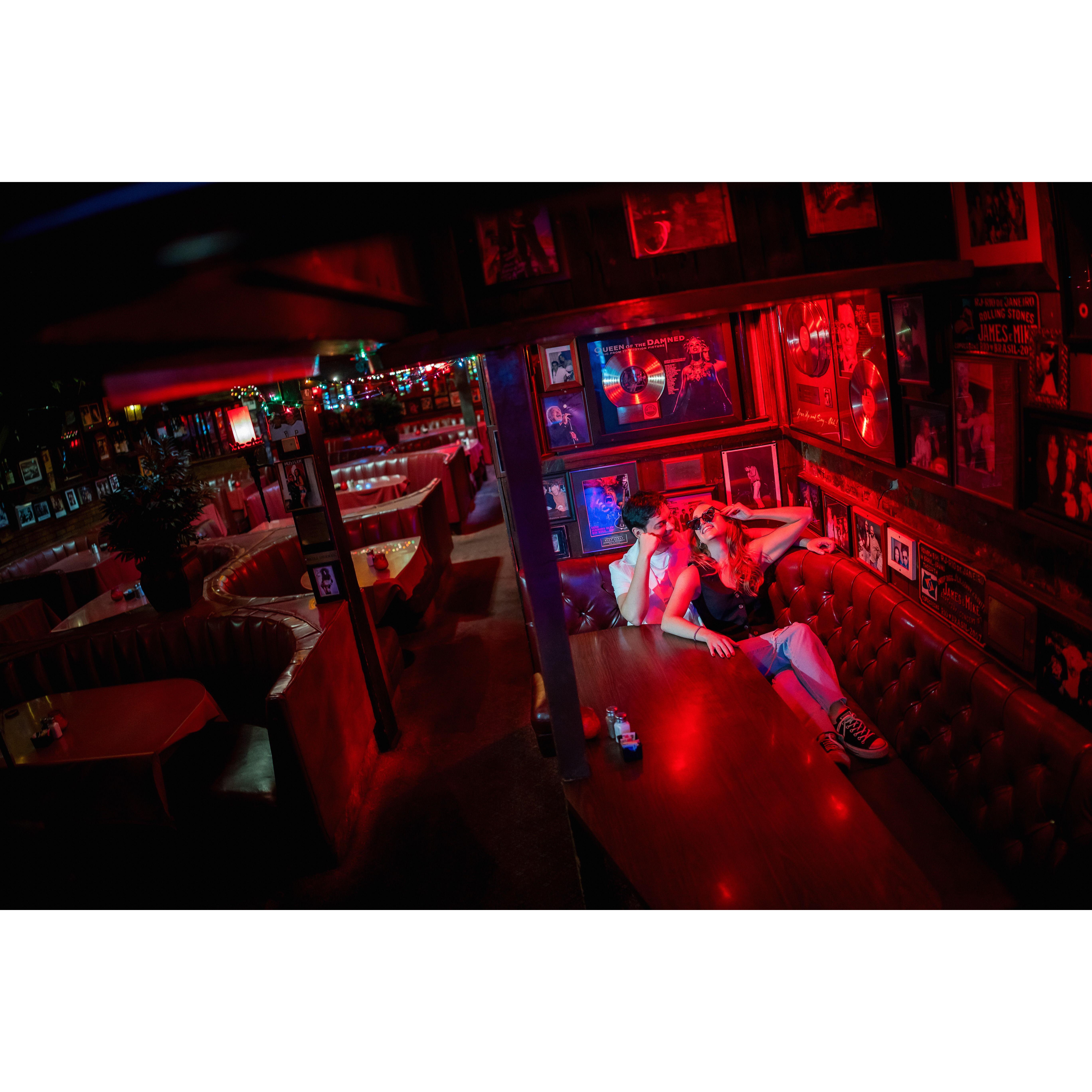 Engagement pictures at the Rainbow Bar in Hollywood!