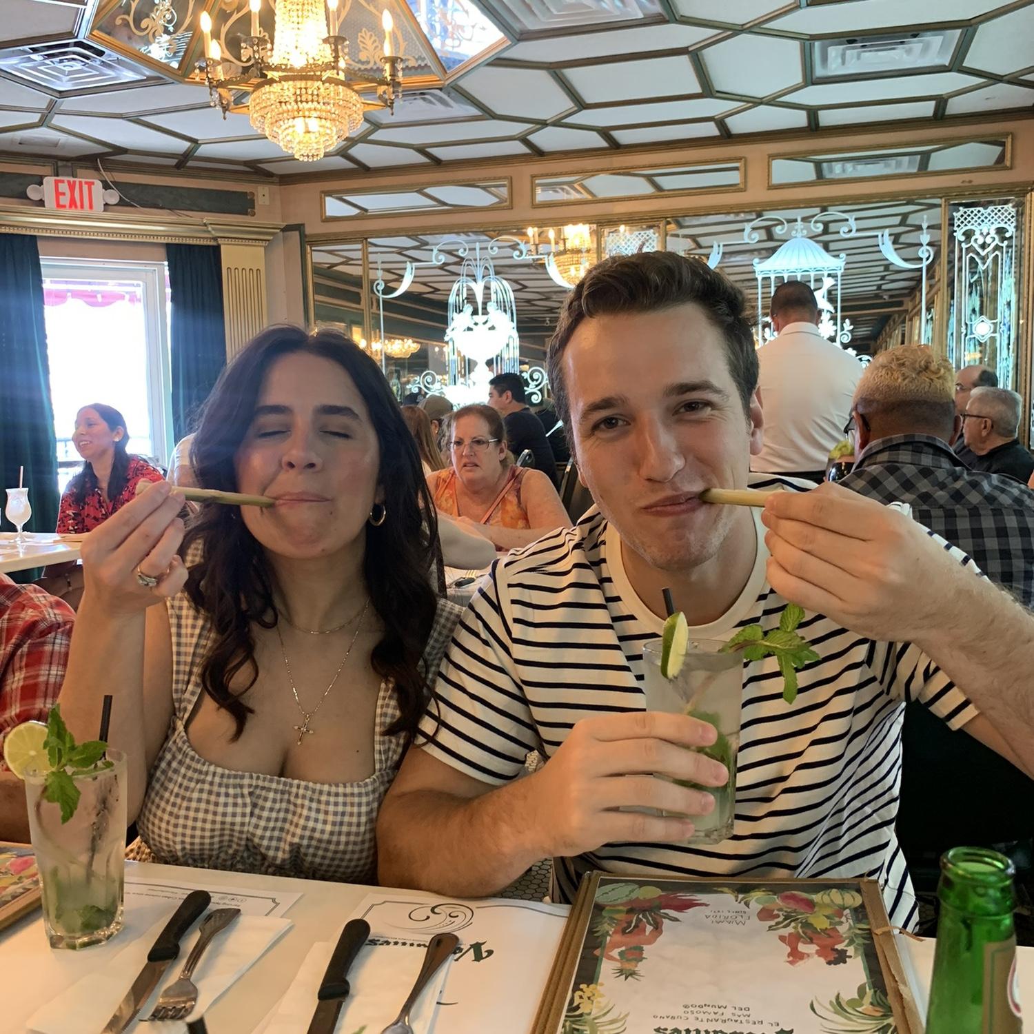 Eating Cuban food at Versailles