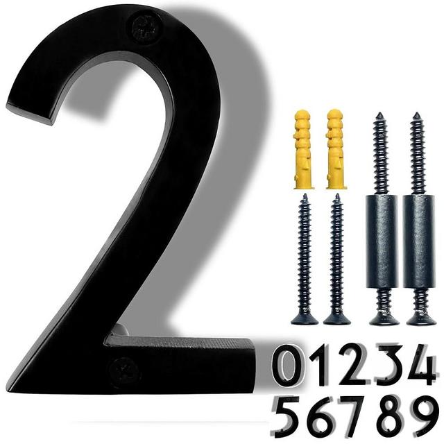NACH Floating Mount Shadow House Address Number For Outside or Inside, Metal Modern House Numbers For Mailbox, Front Door, Maximum Rust Protection, Black Aluminum, 4 inch, Number 2, HH-SDW4-BLK-2